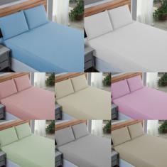 Lençol Cama Casal Percal 200 Fios 100% Algodão 3 Peças Liso com Elásti