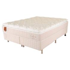 Cama Box Queen Size (Box + Colchão) 158X198X71 Safira Prorelax Molas Ensacadas Pillow Top Viscoelástico - Areia