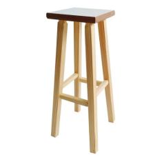 Banqueta Alta Hardman Madeira Natural  Assento Quadrado Tampo MDF Bran