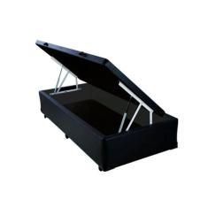 Base Box com Baú Preto de Cama Viúvo Resistente - FácilPedido