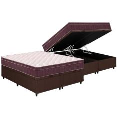 Cama Box Baú Queen: Colchão Anatômico Ortobom D28 / Ep Airtech 60 + Base Brown(158X198X18)
