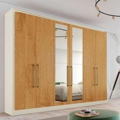 Guarda Roupa Casal Com Espelho 6 Portas 6 Gavetas Argos-off White-peroba Made Marcs