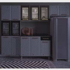 Armário de Cozinha Aéreo 3 Portas Vidro Diamante Telasul