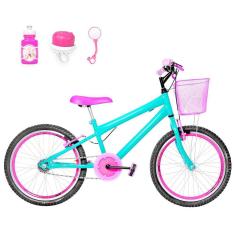 Bicicleta Aro 20 Aero + Kit Passeio Verde Água E Pink