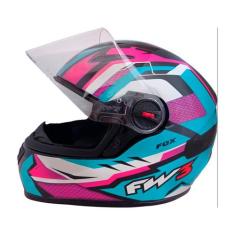 Capacete Moto Fechado GTN Fox Azul Turquesa Viseira Cristal Inmetro Ta