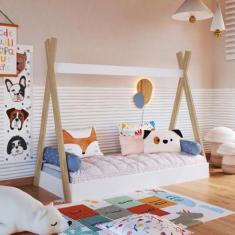 Cama Infantil Cabana Montessoriana de Solteiro para Menino Menina