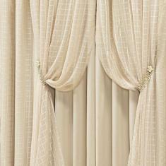 Cortina Monte Real 2,00M X 1,70M Tecido Blackout Voal Trabalhado Xadre