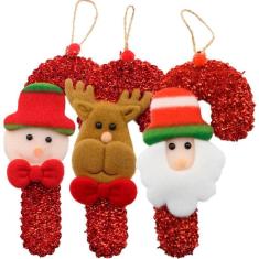 Kit 24 Enfeite Pendente De Natal Tecido 16cm Bengalas