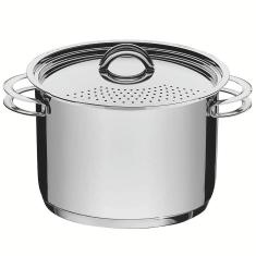Espagueteira Tramontina Solar em Aço Inox Fundo Triplo com Tampa e Alças 24 cm 7,7 L 62517240