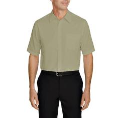 Camisa Social Masculina Bom Pano Manga Curta Lisa Bege, M