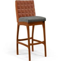 Banqueta Alta Cozinha Sala De Jantar Fixa Mila L02 material sintético 