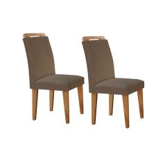 Cadeira Sala de Jantar Athenas Kit 2 Un Madeira Capuccino/Suede Capuccino - Rufato