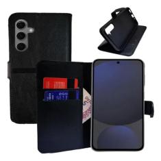 Capa Capinha Carteira Preta + Pelicula de Vidro 3D Para Samsung Galaxy