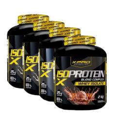 Kit 4x Whey Protein Isolado Iso Blend Complex 2Kg XPro Nutrition, Pudi