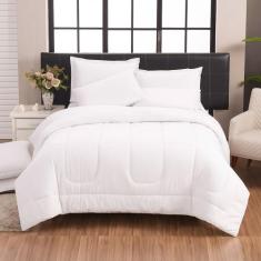 Jogo de Edredom 200 Fios em Algodão Casal Queen Kit 6 Peças Branco Cas