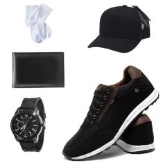 Kit Tenis Sapatenis Casual Jogging Confortavel +Acessorios-Masculino