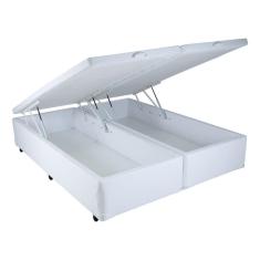 Cama Box King Size com Baú Mega Corino Branco - 193x203