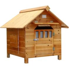 Casa de cachorro de madeira externa e interna - Gaiola para cães Canil para cães à prova de intempéries de inverno Caixa respirável Fácil montagem - para cães pequenos, médios e grandes Gato