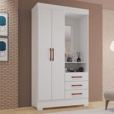 Guarda Roupas Dinamarca 100 MDF 2 Portas 3 Gavetas 1 Espelho - MH Móve