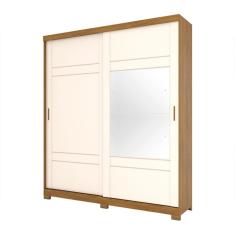 Guarda-Roupa Casal com Espelho Turin 2 Portas 3 Gavetas Nature e Off White