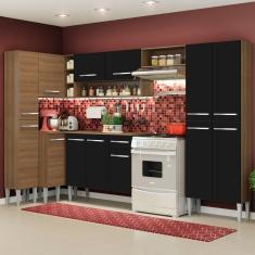 Cozinha Completa de Canto Reto Madesa Emilly Love com Armário e Balcão 13 Portas 1 Gaveta