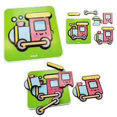 Quebra Cabeça Infantil De Madeira E Encaixe Educativo Trem Babebi