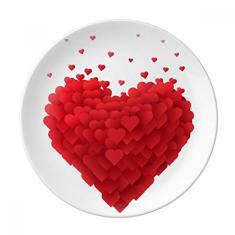 Prato de sobremesa em formato de corações vermelhos para dia dos namorados porcelana decorativa 20,32 cm jantar em casa