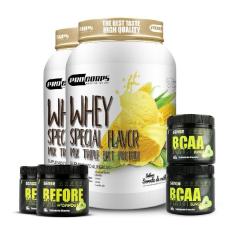 Combo 2 Whey Protein 840g + 2 Bcaa + 2 Pré Treino-Unissex