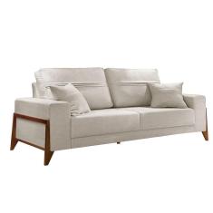 Sofá 3 Lugares Living M-130 Veludo Martins Creme