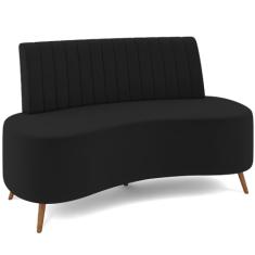 Sofá Chaise Living 2 Lugares 160cm Para Sala Cayman K01 Veludo Preto - Lyam Decor