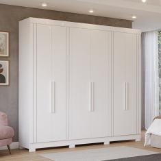 Guarda Roupa Casal 234,60cm 6 Portas e 6 Gavetas 100% Mdf Boston Espresso Móveis Branco Brilho