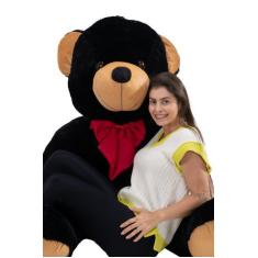 Urso De Pelúcia Gigante Teddy 1,70m - 307 - Luck Baby , Preto com laço