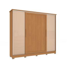 Guarda-Roupa Casal Hambers com Pés Flex 4 Portas 4 Gavetas Canela e Macadâmia