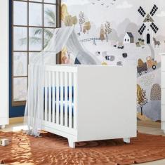 Berço Mini Cama 100% MDF com Colchão Life Branco - Tigus Baby