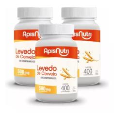 Kit 3 Levedo de Cerveja 500mg Apisnutri 400 Comprimidos