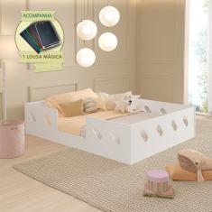 Cama Casal Montessoriana Infantil Helena Branca Acompanha Lousa Mágica