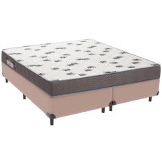 Cama Box Bege e Colchão Light Espuma D33 Queen Ortobom