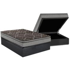 Cama Box Baú Casal: Colchão Ortopédico Paropas D28 / ep Confort Firme + Base crc Suede Cinza(138x188)
