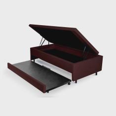 Bicama com Baú Viúva 120x203 Cm em Courino Marrom