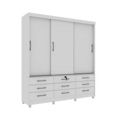 Guarda Roupa Chicago 3 Portas 9 Gavetas Com Pés branco