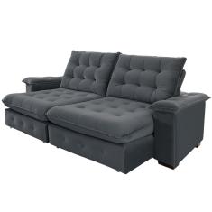 Sofá 3 Lugares Coliseu 2.30m Retrátil E Reclinável Super Pillow - Chumbo