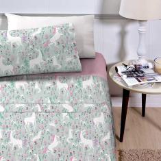 Jogo De Lençol Planeta Mágico Solteiro 3 Peças Infantil Estampado - Poney Rosa Nature