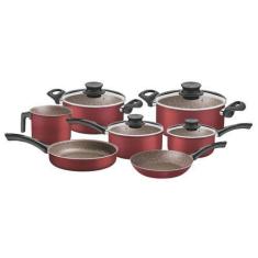 Conj. de Panelas Paris Texture 7PÇAS Starflon Max Vermelha - Tramontin