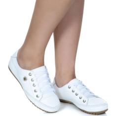 Tênis Casual Em Couro Legítimo Lançamento - ALICE MONTEIRO, Branco, 38