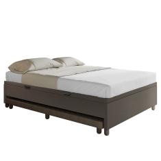 Bicama Casal Box com Baú 138x188cm Samy S05 Sintético Marrom - Mpozenato