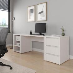 Escrivaninha Mesa Escritório com Gaveteiro e Nicho 220cm Ficus CabeCas