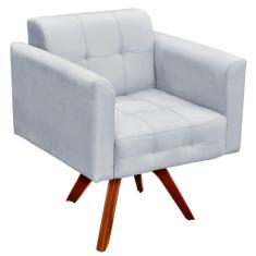 Poltrona Decorativa Ana Giratória Suede Cinza Ibiza