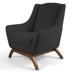 Poltrona Decorativa Juliet Linho D-465 Chumbo Domi Móveis