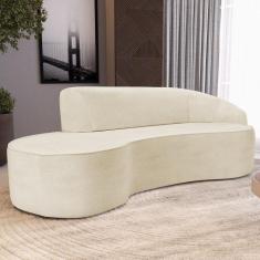 Sofá 3 Lugares Curvo Sala de Estar Living Firenze Direito D02 Linho Be