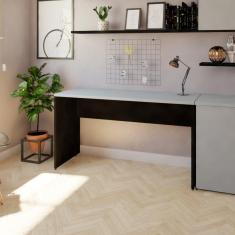 Mesa Reta Corp 25mm 120 cm Bramov Móveis Preto/Cinza Cristal